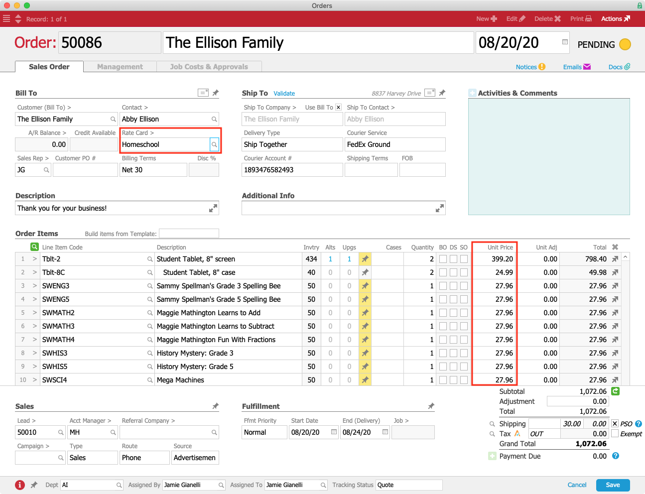 Homeschool Order w Rate Card Annotated