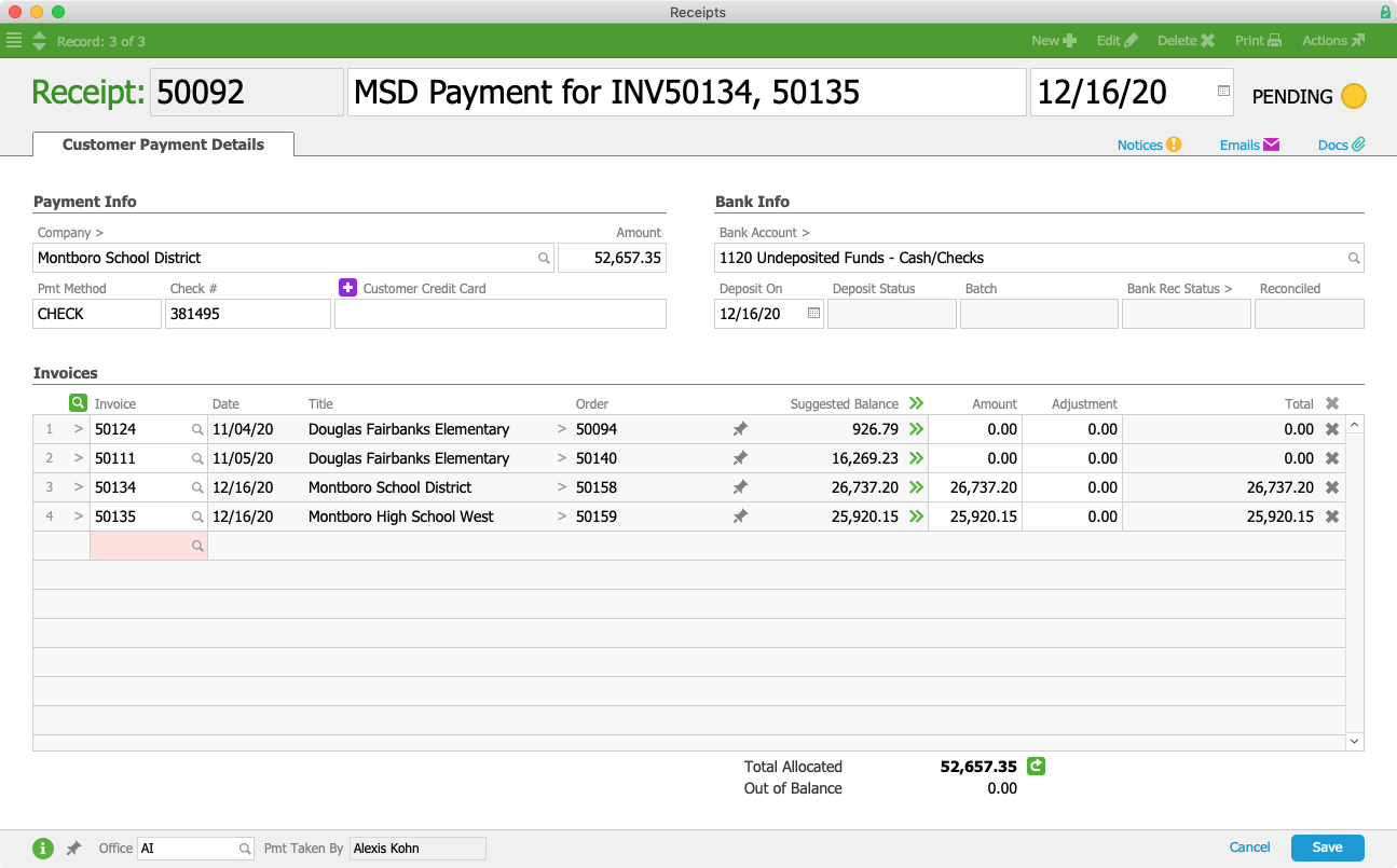 MSD Receipt